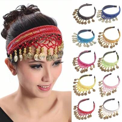 1 Pc Girls Hair Hoop Hair Bands Head Chain Headpiece Belly Dance Costumes For Women Headwear  Dance Head Inserted  Dance Hair Comb Stage Performance Accessories Head Hoop Crown
