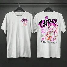 T-Shirt ON Fire Teddy Bear Shirt Fashion Novelty Premium Quality Cotton Summer Style T-Shirt Immediate Shipping 24h - 白色 - 查看 2