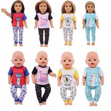 1 pieza Conjunto de pijama de muñeca de chica americana de 18 pulgadas lindo y de dibujos animados (muñeca no incluida) - Multicolor - Ver 12
