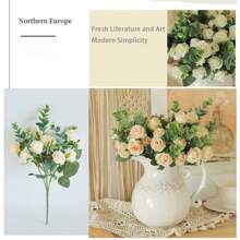 Hoa hồng nhân tạo Hoa hồng lụa có thân Hoa hồng nhân tạo dài thực tế Ngày lễ tình nhân Bó hoa hồng giả để trang trí nhà cho đám cưới - Nhiều màu - Xem 7