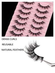 10 Pairs False Eyelashes Cat Eye Look Lashes Natural Faux Mink Lashes Fake Eyelashes Magnetic Lashes Fluffy Strip Lashes Valentine's Day Gift For Women Mom Wife Sister Teen Girl Friend - Fluffy Lashes - View 3