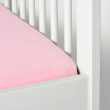 Kit 2 American Crib Sheets With Elastic In 100% Combed Cotton Mesh - Pink and White - View 6