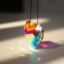 水晶心形棱镜吊灯装饰，悬挂式太阳捕手棱镜彩虹，卧室、客厅、户外风铃装饰 - 彩色 - 查看 6
