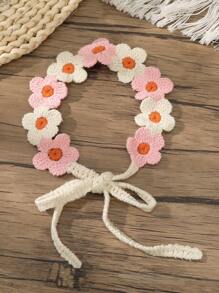 1pc Bohemian Flower Knitted Headband For Daily Decor & Wear,Bandana Hair Band Turban Headband Sweatband, Hairband Fall Winter Hair Accessories For Women For Vacation Outfits Woman - Multicolor - View 4