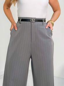 Striped Wide Leg Pants With Belt/AL844 - Gris - Ver 4