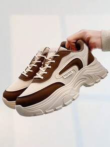 新款时尚百搭女士运动鞋，可爱、优雅、华丽、个性、时尚、复古、度假风格、休闲运动、户外徒步、跑步、个性化、百搭、防滑、轻便、舒适、透气、时尚运动、休闲、简约、百搭女鞋 - 棕色 - 查看 7