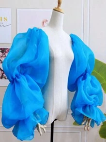 1 Stück weißer Organza 3-stufiger aufgeblähter Ärmel-Manschetten Braut Oberarmbinde mit Gummi für Halloween