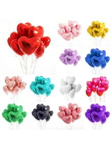 AFYPRTY 10pcs 18 Inch Heart Aluminum Foil Balloons Suitable For Festive Party Room Decoration Supplies Mother's Day Valentine's Day Outdoor Event Planning Decorations, Back To School Valentine Day - Multicolor - View 2