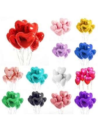 AFYPRTY 10 个 18 英寸心形铝箔气球适用于节日派对房间装饰用品母亲节情人节户外活动策划装饰，返校情人节