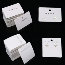 50 件/批多款式白色耳环展示纸卡珠宝耳钉包装纸板用于珠宝架销售价格标签用品批发 - 白色 - 查看 1
