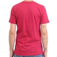 Unisex 100% Cotton T-Shirt With Front And Back Print Streetwear And Round Neck. - 紅色 - 查看 3