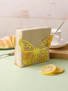 1 件金属镂空蝴蝶设计餐巾架，个性化纸巾盒 - 彩色 - 查看 2