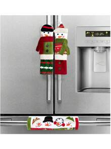 3PCS/Set Christmas Refrigerator Door Handle Covers Santa Claus Snowman Kitchen Appliance Handle Cover Decoration Suitable For Refrigerator Microwave Oven Dishwasher Christmas Handle Protective Cover Christmas Home Decoration - Multicolor - View 4