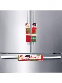 3PCS/Set Christmas Refrigerator Door Handle Covers Santa Claus Snowman Kitchen Appliance Handle Cover Decoration Suitable For Refrigerator Microwave Oven Dishwasher Christmas Handle Protective Cover Christmas Home Decoration - Multicolor - View 7