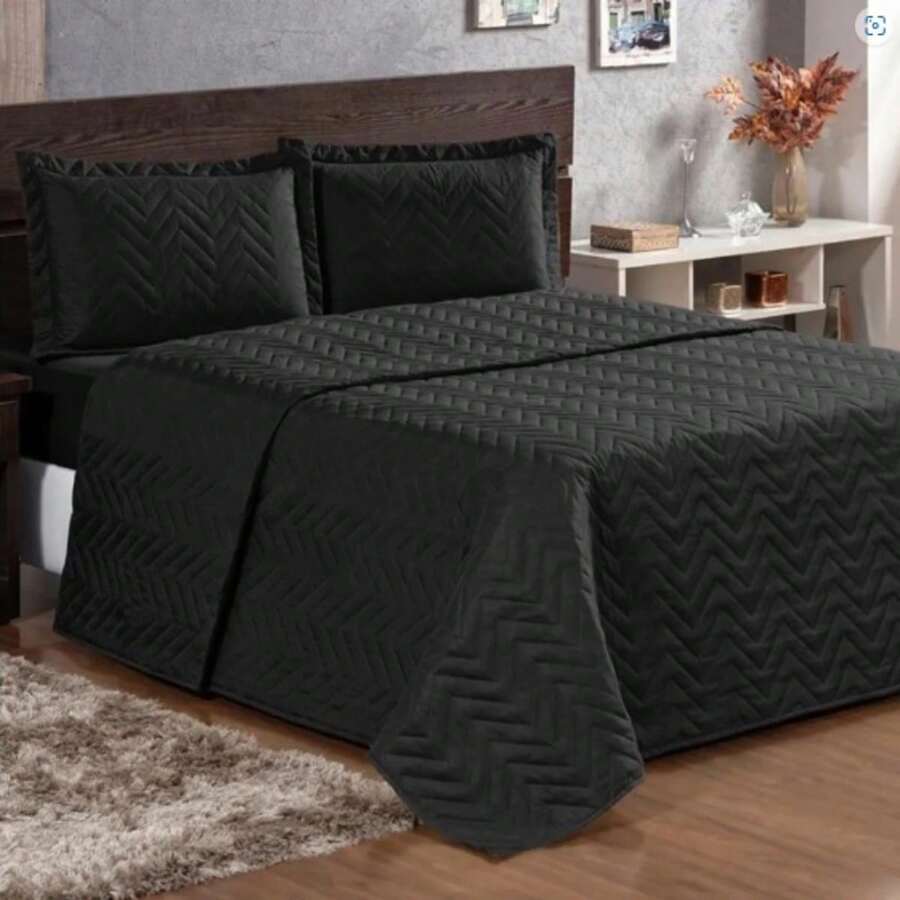 Classic Bedspread Quilt KIT 03 Pieces - Black - View 1