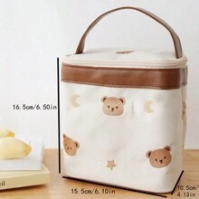 1pc Cute Bear, Star & Moon Print Insulated Lunch Box Bag