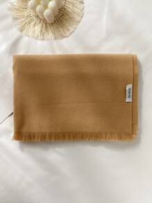 1pc Faux Cashmere Solid Color Short Tassel Scarf For Women, Fashionable Shawl Wrap Warm Neck Scarf, Suitable For Fall/Winter Accessories Women