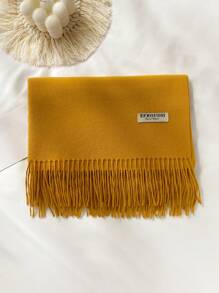 1 件女士羊绒混纺纯色长款流苏围巾，时尚披肩，适合秋冬季 - 彩色 - 查看 23