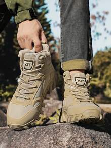 Men's Outdoor High-Top Casual Functional Hiking Shoes, Trekking Boots & Sports Sneakers - Khaki - View 2