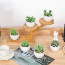 Set Of 6/9/12/18 Small Fake Plants Succulents For Home Office Desk Accessories For Women - White Pot With Green-12 Pack - View 5