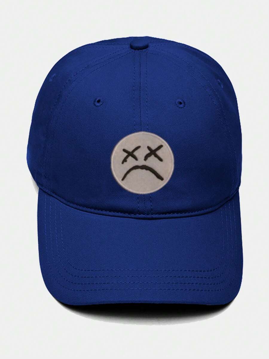 Adjustable Curved Brim Cap Strapback Sad Face - Màu xanh hải quân - Xem 1