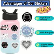 50pcs Dark Romantic Theme Stickers, Suitable For Kindle, Booktok And Other E-Readers, Can Be Used For Scrapbooking, Water Bottles, Laptops, Phones, Skateboards, Waterproof Vinyl Material, Ideal Gift For Back To School Season - Multicolor - View 6