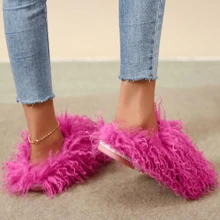 Women's Plush Faux Fur Slippers - Fluffy And Warm Slide-On Slipper For Cozy Comfort - Rusty Rose - View 4