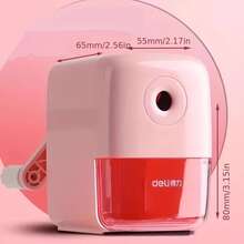 1pc Deli Automatic Pencil Sharpener, Handheld Crank Operated - Blue - View 2