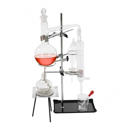  ZhdnBhnos LINSIE 500Ml Essential Oil Distillation Apparatus, Chemistry Lab Glassware Kit Glass Blowing Kit With Condenser Tube, Water Distiller Purifie Distillation Apparatus For Home, School, Laboratory The Best Gift/Present For Family&Friends Happy Christmas