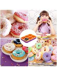Molde de silicona para donuts de 6 cavidades y 4 colores, molde antiadherente, fácil de desmoldar, duradero, moldes de 6 cavidades para tartas, donuts, galletas, bagels, muffins y magdalenas. - Multicolor - Ver 5