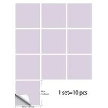 10 件/套自粘简约纯色瓷砖贴纸，适用于厨房、客厅、浴室墙壁、台面装饰、贴纸、墙贴花、家居装饰乙烯基贴花、春季装饰物品让您的家焕然一新、拉玛装饰贴纸 - 彩色 - 查看 38