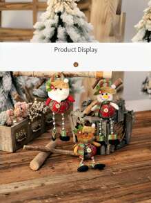 1 Mặt dây chuyền cây thông Noel, vải kẻ caro, hạt chuỗi chân, trang trí cửa sổ Giáng sinh, hoạt hình, ông già, người tuyết, mặt dây chuyền hình nai sừng tấm, đồ trang trí không khí lễ hội, trang trí nhà cửa - Nhiều màu - Xem 6