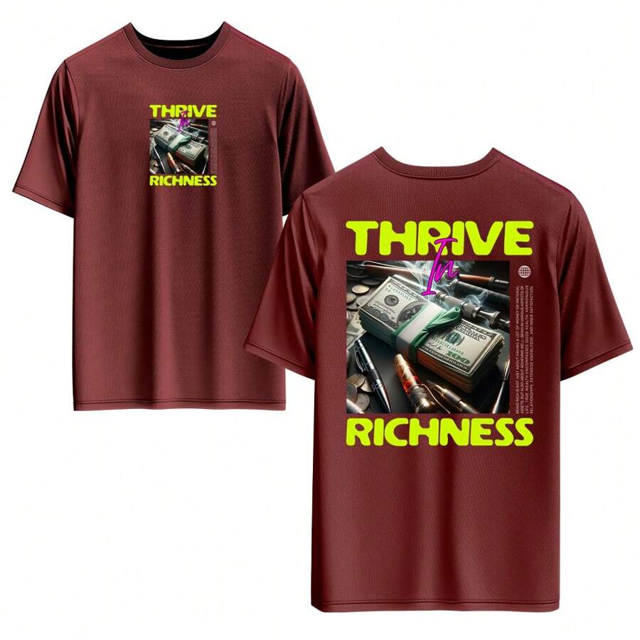 Unisex 100% Cotton T-Shirt With Front And Back Print Streetwear And Round Neck. - Red - View 1