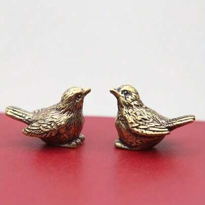 1pc Miniature Brass Sparrow Tea Pet, Antique Copper Bird Sculpture, Solid Brass Tiny Bird Figurine, Tea Ware Table Decor, Micro Carved Vintage Home Accessories, Room Decor, Home Decor(TThe Size Of The Goods Is Consistent With The Picture, Please Check The Size Carefully, Thank You!!) Birthday Gifts Graduation