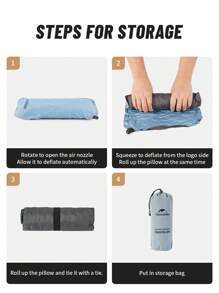 Naturehike 自動充氣枕午休睡眠枕，便攜式旅行露營舒適腰枕，露營裝備 - 藍色 - 查看 9