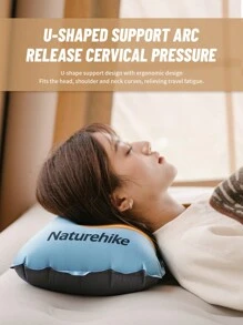 Naturehike 自動充氣枕午休睡眠枕，便攜式旅行露營舒適腰枕，露營裝備 - 藍色 - 查看 5