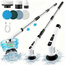 Electric Spin Scrubber Adjustable Speeds Cordless Electric Scrubber For Cleaning, Adjustable & Detachable Handle Shower Scrubber With 7 Replaceable Brush Heads For Floor Bathroom Tub Tile - trắng - Xem 1
