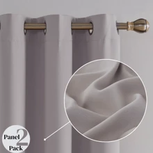 2PCS Blackout Curtains For Bedroom Living Room Eyelet Ready Made Window Curtain Pair