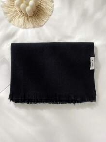 1pc Faux Cashmere Solid Color Short Tassel Scarf For Women, Fashionable Shawl Wrap Warm Neck Scarf, Suitable For Fall/Winter Accessories Women