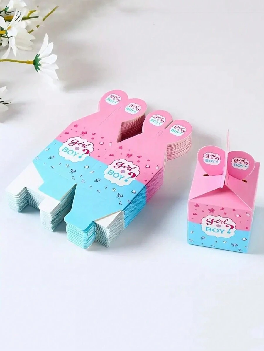 24pcs/Set Baby Gender Reveal Party Box For Boy Or Girl, Table Decorations Baby Shower Family Decorations Gifts - Multicolor - View 1