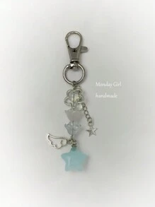 1 chiếc móc khóa đính hạt hình ngôi sao năm cánh rỗng bằng nhựa Acrylic thời trang thủ công nhiều màu sắc dành cho nữ phụ kiện ô tô Halloween Túi đựng đồ trang trí trường học dễ thương theo phong cách Goth Y2k - Nhiều màu - Xem 1