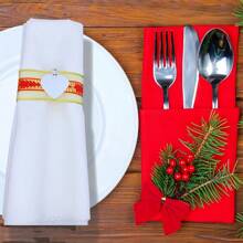 2pcs/Pack Christmas Napkin Rings, Santa Tree, Angel Doll, Star Themed, Suitable For Hotel Christmas Table Decor, Christmas Wedding, Outdoor Party, Home Dining Table Decorations, Napkin Rings, Paper Towel Rings - Multicolor - View 3