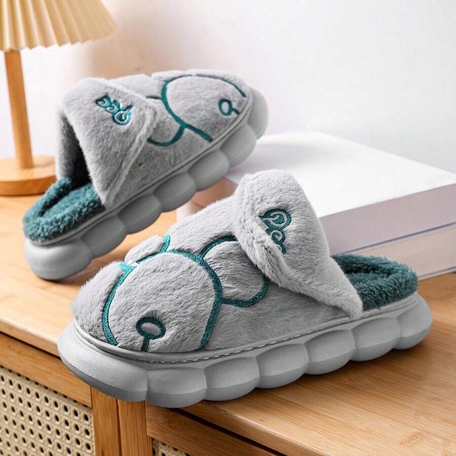 Men's Soft, Comfortable, Lightweight And Quiet Indoor Slippers With Cushioned Soles, For Autumn/Winter - Grey - View 1