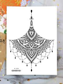 2 hojas de tatuajes temporales de arte corporal de gran tamaño para mujeres, con patrones de encaje de henna negra mandala sexy, tatuajes falsos impermeables que duran de 2 a 5 días, para cubrir cicatrices, se pueden usar en brazos, muñecas, hombros, piernas, cintura, cuello, manos, pecho y muslos - Negro - Ver 5