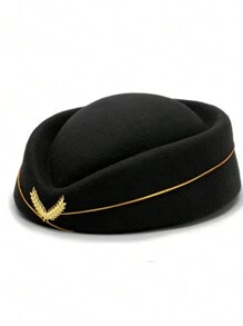 1pc Women's Solid Color Air Hostess Hat, Hotel Front Desk Beret, Cosplay Festival Party Prop Performance Hat, British-Style Stage Show Halloween - Multicolor - View 4