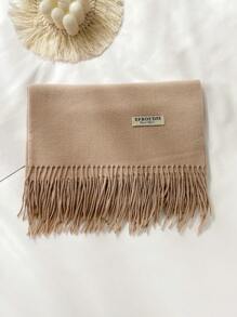 1 件女士羊绒混纺纯色长款流苏围巾，时尚披肩，适合秋冬季 - 彩色 - 查看 26