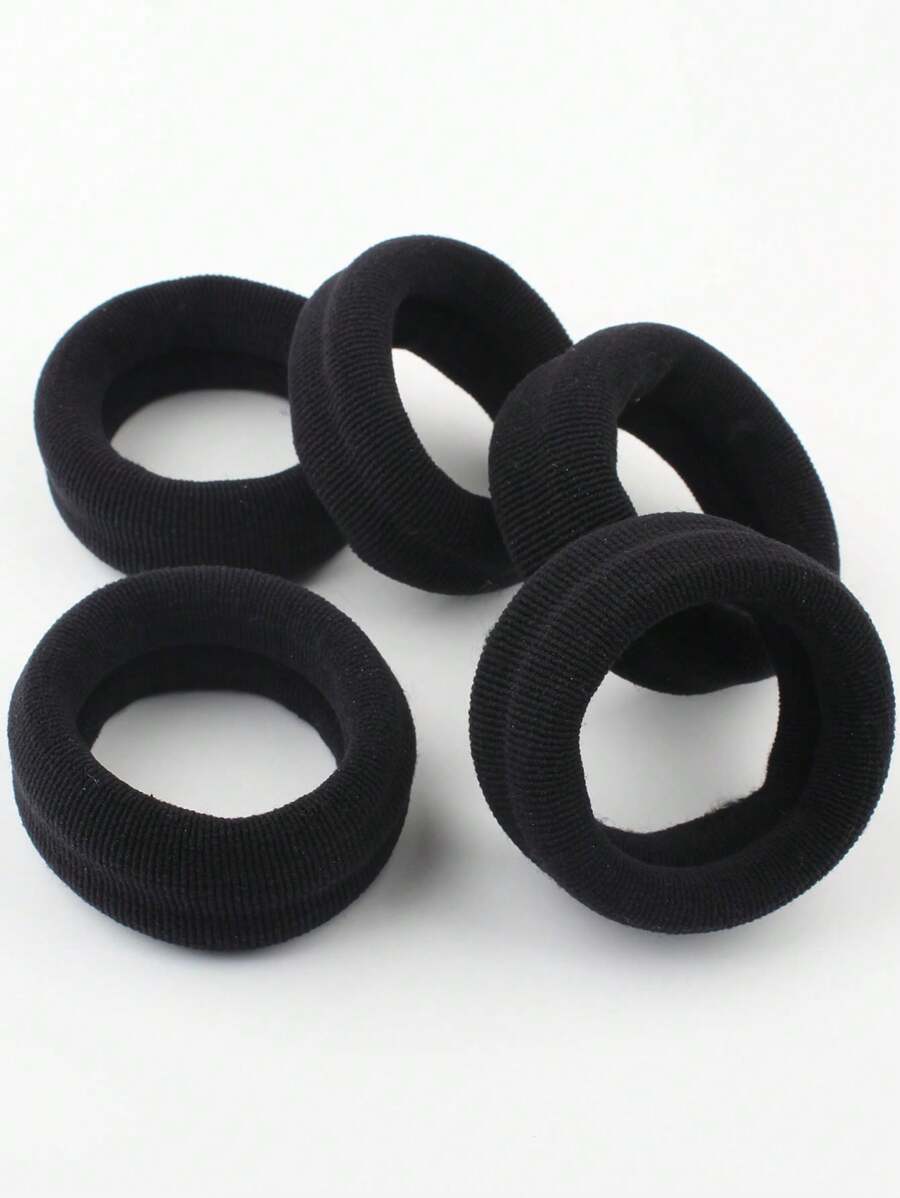 5条装女士简约加厚布艺发圈，高弹力发带，耐用发饰 - 彩色 - 查看 1