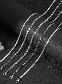 5pcs Fashion Vintage Chain Necklace Stainless Steel Necklace DIY Men's Necklace Women's Necklace Suitable For Everyday Wear - 5 Necklaces - View 2