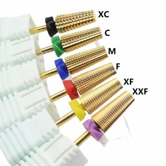Easy Nail 1支双手通用5合1金色钨钢美甲铣钻头，多功能硬质合金材质，高硬度，可长期去除凝胶，柄径2.35mm