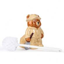1pc Ceramic Handpainted Toilet Brush Holder With 1pc Toilet Brush, 3D Hand-Carved Sculpture Of Cute Bear Couple, Bathroom Decoration - Multicolor - View 10